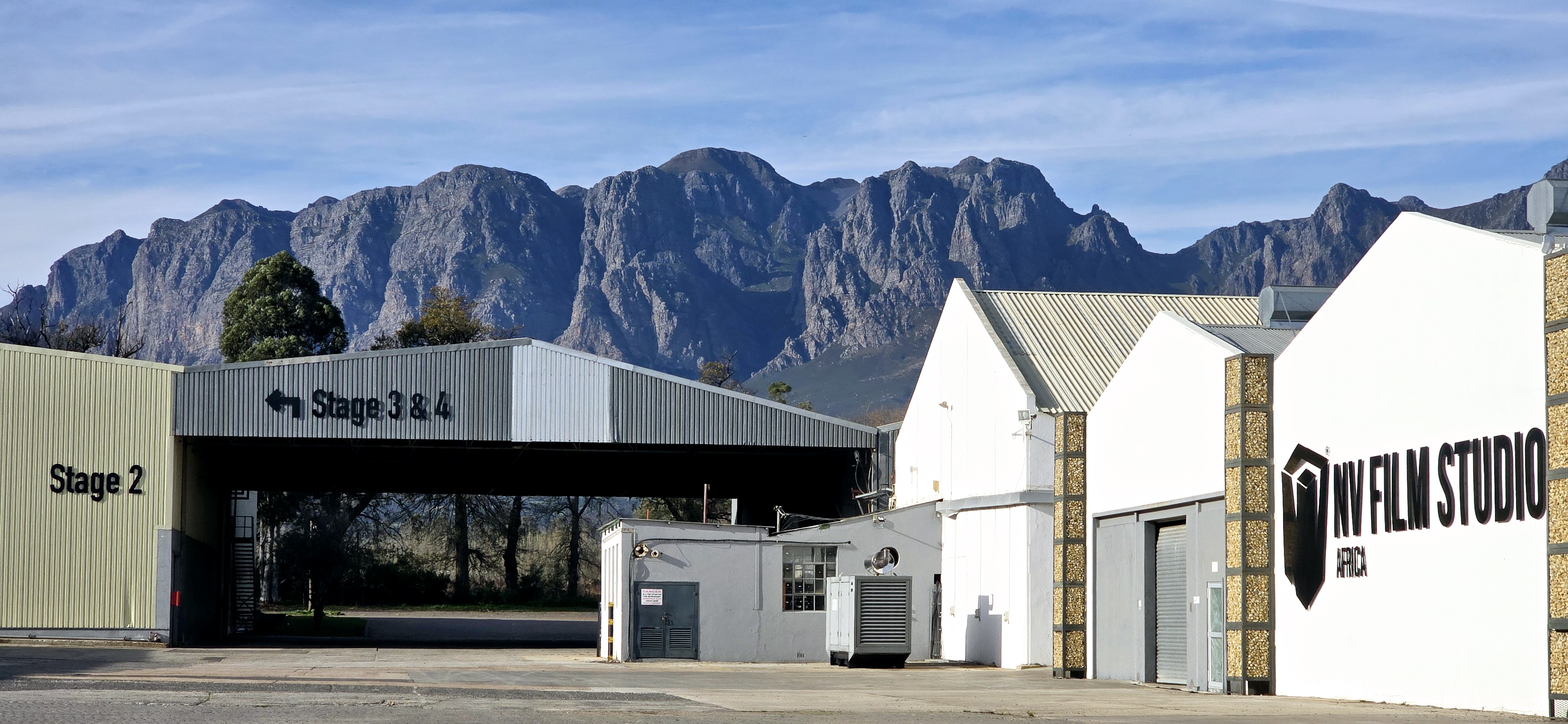 NV Film Studios Africa — Stage 2, 3 & 4 with the Hottentots-Holland mountains behind